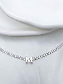 PLAIN LETTER NECKLACE WITH NAME INITIAL PLATED IN 925 SILVER. - Plateado - Ver 11