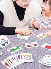 Christmas Decoration 1 Pc Children's Puzzle Baby Matching Card Early Education Cognitive Card, Vegetables And Fruits, Transportation, Daily Necessities, Animal Cognitive Puzzle Boys And Girls Toys School, Student,Stationery,School Supplies