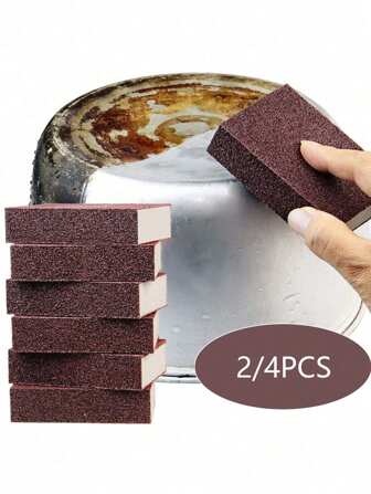 2/4pcs Magic Sponge Eraser Carborundum Removing Rust Cleaning Brush Descaling Clean Rub,Kitchen,Bathroom,Home,Household Suppliers
