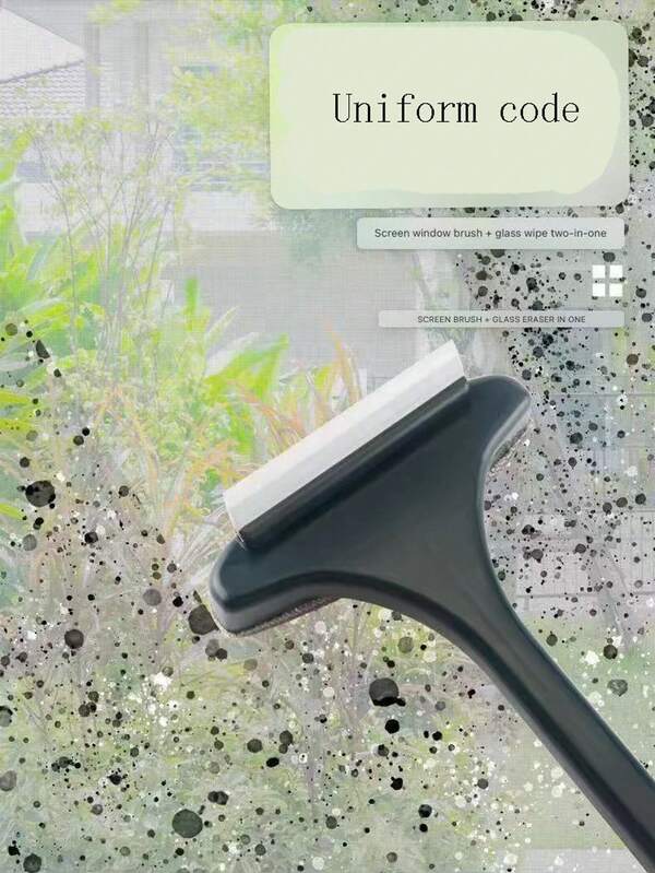 1pc Premium 2-In-1 Window & Screen Cleaner – Multi-Surface Dust Brush & Glass Squeegee, Detachable & Washable Brush Head, Dry Sweeping & Wet Wiping Dual Use, Heavy-Duty Fiber Bristles For Stubborn Dirt, All-Purpose Home Cleaning Tool For Windows, Screens, And Tight Gaps – Must-Have Household Cleaning Kit.