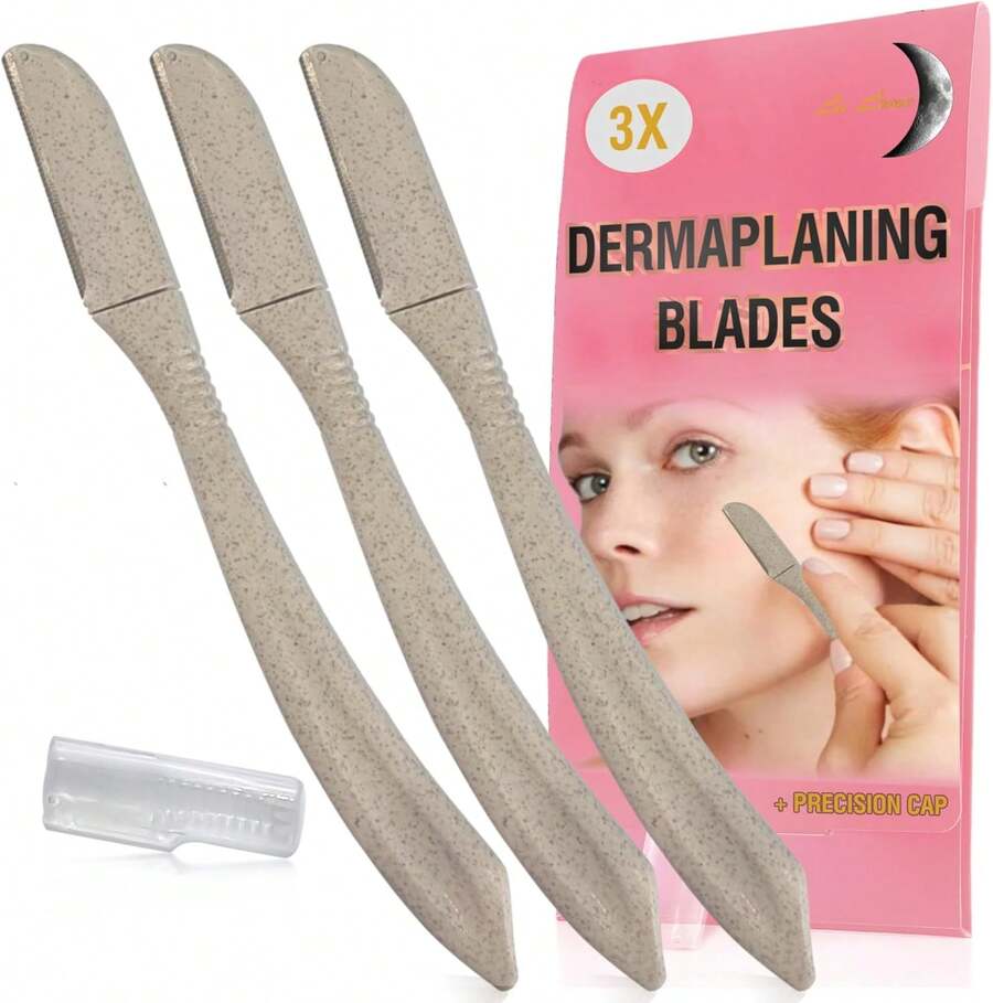 La Lune Dermaplaning Blades For Face (3 PCS) With Precision Cap, Sharp And Precise Eyebrow Razor, Face Razor For Women And Men With Soft And Sensitive Skin