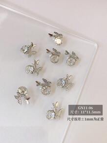 5Pcs/30Pcs/50Pcs Mixed Size Luxury Nail Rhinestone Decorations, New Sparkling Alloy Stacked Rhinestone, Crystal Oblique Heart & Square Nail Charms, Diy Nail Supplies Nails Nail Gems