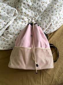 Nylon Sporty Leisure Drawstring Backpack, Chic & Versatile Large Capacity Rucksack, School Backpack
