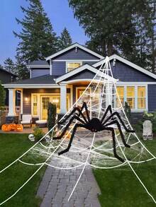 1pc Realistic Giant Spider Decoration, Halloween Party Horror Prop, Autumn Decor, Home Decor, Halloween Decoration, Room Decoration - Black - View 7