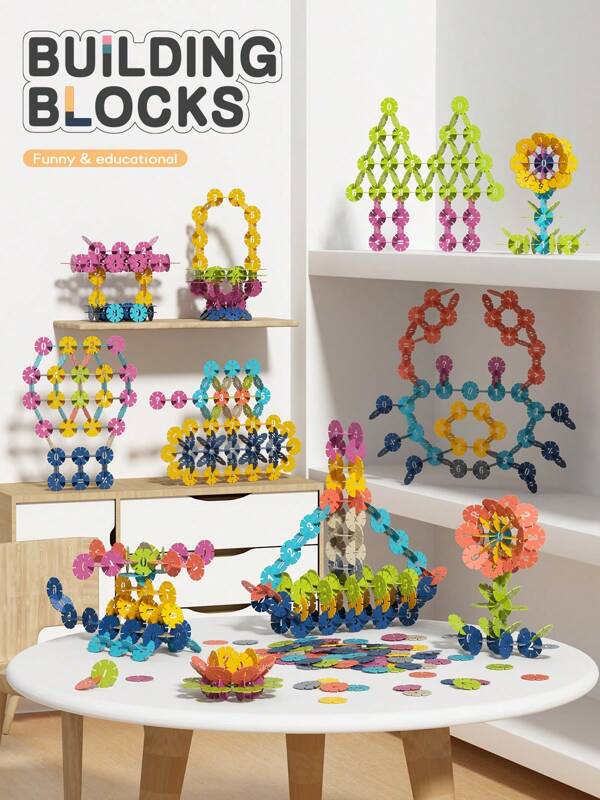240pcs DIY Interlocking Children's Block Toys, Custom Building Puzzle Toys Animals, Transportation, Sword Shaped Block Toys With Embedded Numbers Snowflake Shapes, STEM Kindergarten Education Puzzle Interactive Block Toys For Ages 3 And Up Holiday Gifts