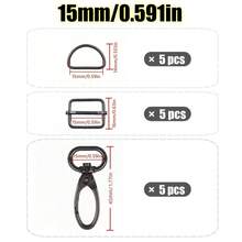 15pcs/Set 15-38mm Mixed Color Metal Belt Buckle Set, D-Ring Buckle, Rectangular Sliding Adjustment Buckle, Rotating Hook Buckle For DIY Pet Collars Handbags And Sewing Crafts - Multicolor - View 14