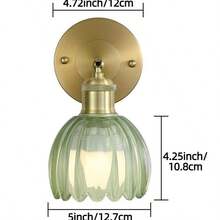 复古风格壁灯，配有可调节灯臂和郁金香玻璃灯罩 - 兼容 E26/E27 灯泡插座，硬线连接，适合床头柜或玄关处。