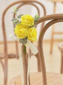 5/25 件带茎红色人造玫瑰，红玫瑰假花婚礼花束真实触感泡沫玫瑰仿花人造花茎适用于新娘 DIY 花束婚礼家庭派对装饰、母亲节礼物、秋季卧室装饰、南瓜装饰、秋季房间装饰、秋季家居装饰婚礼用品。 - 黃色 - 查看 6