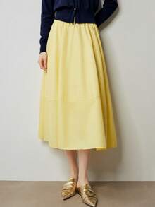 Minimalist A-Line Skirt, High Waisted Women Casual Versatile Long Umbrella Skirt