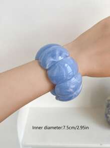 1pc Tie-Dye Oval Acrylic Stretchy Bangle, Vintage Commuter Design Versatile Exaggerated Bracelet