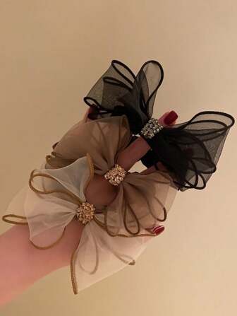 1pc/3pcs Women Rhinestone & Net Bow Hair Scrunchies Elastic Hair Ties Elegant Bun Holders Hair Accessories,Hair Accessory,Hair Accessories,Hair Accessories For Women,Fall,Travel,Hair Tools,Accessories Women,Hair Stuff,Curly Hair,Scrunchies,Scrunchie,Scrunchies Hair,Curly Hair Accessories,Gifts,Travel,Gifts For Women,Hair Stuff,Stocking Stuffers,Stocking Stuffers,Stocking Fillers,Stocking Stuffers For Women,Stocking Fillers Women,Christmas Gifts,Gifts,Christmas Stocking Fillers,Gifts For Women,Gift,Christmas Gift,Stocking Stuffers For Adults,Stocking Fillers For Adult,Hair Stuff,Women's Accessories,Stocking Stuffer,Coming-Of-Age Hair Accessory,Christmas Hair Accessories,Gift Ideas For Women,Beauty Stocking Fillers,Christmas Gifts For Women
