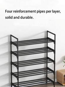 3-4-5层鞋架，可容纳12-15双鞋，坚固的可堆叠鞋架，可扩展和可调节的鞋子收纳架，耐用的金属鞋子收纳架 - 黑色 - 查看 5