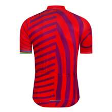RAUDAX Maillot de cyclisme d'été à rayures rouges Raudax, chemise de sport de vélo de montagne respirante pour l'extérieur, vêtements de cyclisme sur route à manches courtes