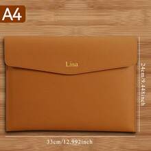 定制A4皮革文件袋，文件袋，布料袋，防水商务办公加厚按扣收纳袋，学生和教师返校必备，学习用品，返校购物，教室收纳袋，返校季礼物，毕业礼物，教师节礼物，男女通用，多用途，大容量，百搭，时尚秋季款，彰显魅力 - 彩色 - 查看 10