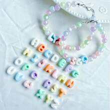 1 pieza Pulsera de resina con letra personalizable y colorida, pulsera de letra de nombre DIY, regalo para mamá/novia - Multicolor - Ver 7