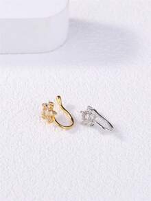 1 st blomma näsring med CZ-mönster afrikanska näsmanschetter guld/silver nässeptum näsringar med klipp på nässmycken för kvinnor, icke-piercade smycken - BJ-02 - Visa 6