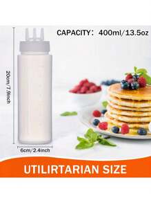 Kitchen Squeeze Bottle, 3-Hole Design With Scale - Durable PE Material, Perfect For Sauces, Condiments And Baking - Includes White, Red And Amber Nozzles, Condiment Dispenser | Modern Kitchenware | Translucent Material, Sauce Squeeze Bottle