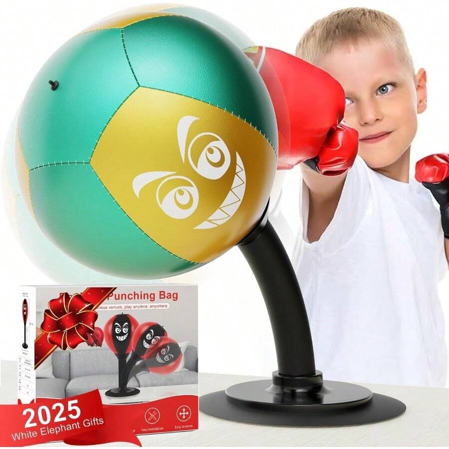 Desktop Punching Bag Stress Buster With Suction Cup For Office Table And Counters Heavy Duty Stress Relief Ball Desk Boxing Punch Ball Funny Toys For Coworkers And Friends - Vàng - Xem 1