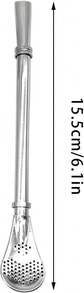 6 PCS Bombilla Yerba Mate Straws, Reusable Gourd Drinking Filter Spoon Straws 304 Stainless Steel 6.1 Inch, Long Beverage Pipe Stirring Filter Spoon For Mate Tea Coffee Travel Cup Beach Cocktail