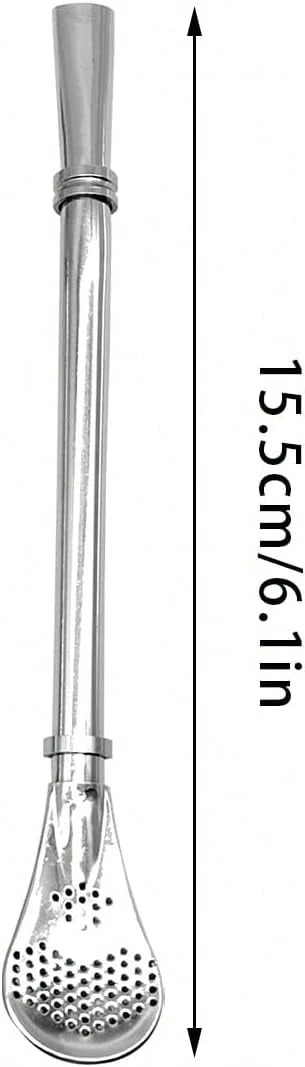 6 PCS Bombilla Yerba Mate Straws, Reusable Gourd Drinking Filter Spoon Straws 304 Stainless Steel 6.1 Inch, Long Beverage Pipe Stirring Filter Spoon For Mate Tea Coffee Travel Cup Beach Cocktail