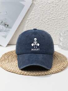 1 Stück Herren süße kleine Totenkopf Hanteln Design verstellbare vintage zerstörte Outdoor Sport Baseball Kappe, geeignet für den täglichen Gebrauch, Frühling/Sommer/Herbst/Winter