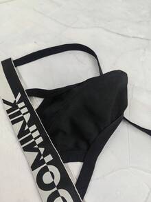 1 件性感镂空运动风格露背双肩带男士丁字裤内裤，黑色 - 黑色 - 查看 11