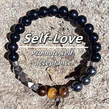 1pc/ And Individualistic/Punk/Business/Natural Tiger's Eye, Black Gallstone, Obsidian, Cut Stone/Adjustable Bracelet/Suitable For Men's Party, Business, Daily Casual Wear, Graduation Season, Halloween, Father's Day - A Daily Gift For Friends And Family