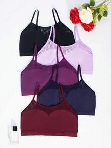 5pcs/Pack Women Sexy Mesh Breathable Supportive Bras, Multicolor - 彩色 - 查看 6