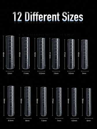 120 件透明方形双指指甲模具，12 种尺寸 XXL 聚丙烯延长模具，适用于沙龙和 DIY 美甲工具