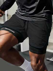 Zomerse snel drogende hardloopshorts met ingebouwd ondergoed, boyfriend-stijl heren 3/4 trainingsbroek voor fitness in de sportschool