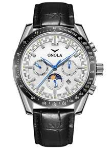 ONOLA Reloj mecánico totalmente automático de ONOLA 6835 con estilo de lujo ligero, con diseño de sol, luna y estrellas, exhibición luminosa de la hora mundial, numerales romanos y ajuste de fecha/hora. Es un reloj de alta calidad para negocios y ocio, adecuado como un regalo elegante para uso diario y ocasiones formales, y un durable reloj de tiempo
