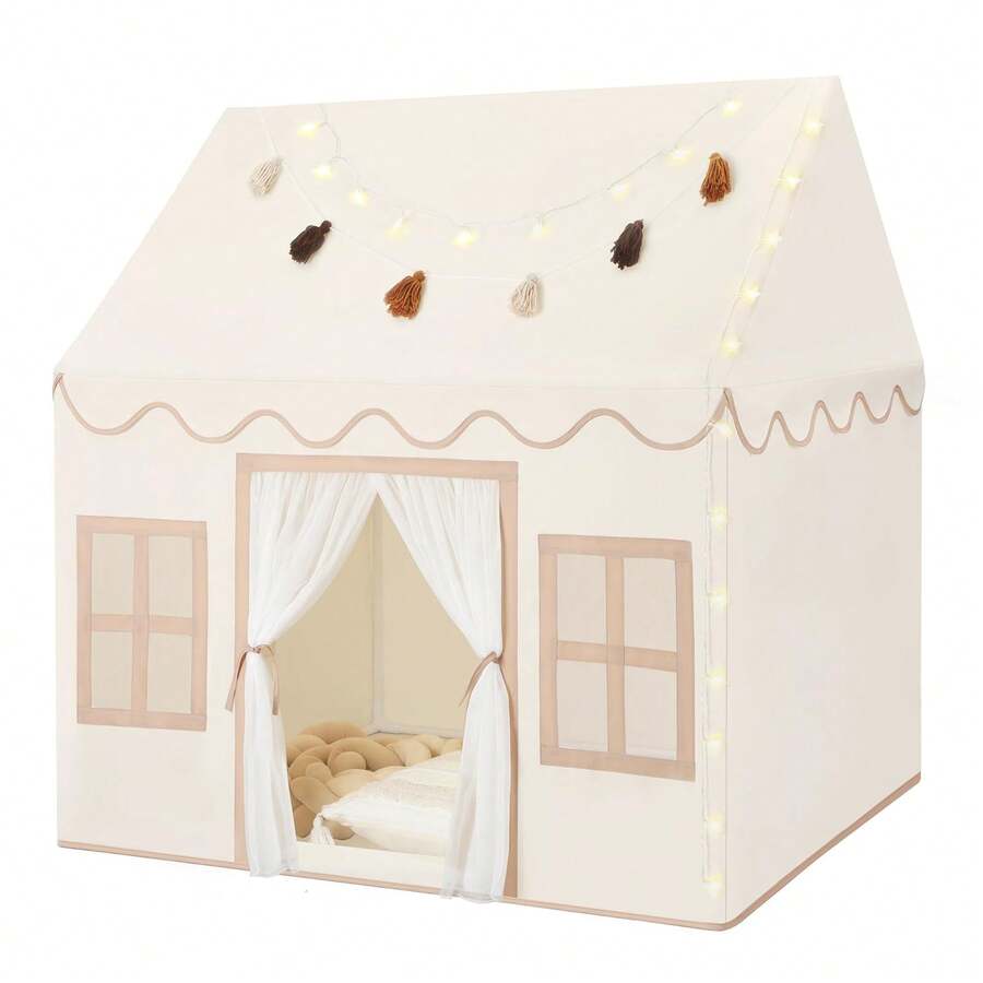 Kids Indoor Play Tent, Cozy Playhouse For Toddlers, Ideal Birthday Gift, Fun Parent-Child Play Space For Boys & Girls(No Star Light) - 奶油色 - 查看 1