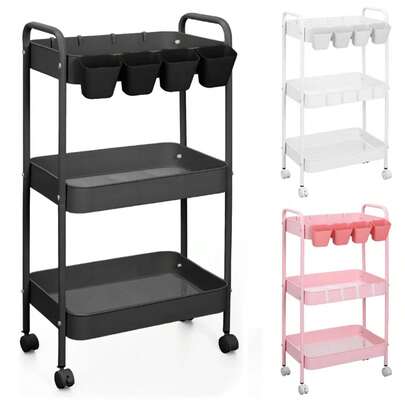 Carrito organizador de acero multifunción con ruedas fácil de mover almacenamiento cocina oficina baño resistente multiusos muebles organizador hogar práctico moderno