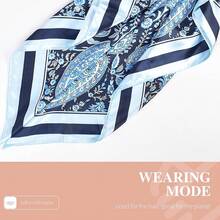 35 Inches Silk Head Scarf-Satin Hair Scarves Silk Bandana Scarf Headscarf For Women's Fashion Scarveshalloween - 藍大腰果 - 查看 2