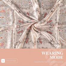35 Inches Silk Head Scarf-Satin Hair Scarves Silk Bandana Scarf Headscarf For Women's Fashion Scarveshalloween - 大花腰果 - 棕色 - 查看 10