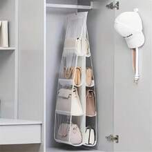 6/8 Grid Double-Sided Hanging Bag Storage With Six Layers Transparent Bedroom Closet Organizer Dust Bag For Home Organization