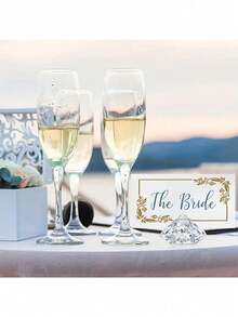 10pcs Transparent Acrylic Diamond Table Card Holders - Ideal For Wedding, Birthday And Gift Decoration, Adding A Unique Touch - Silver - View 5