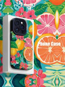 1 件时尚柠檬图案竖条纹经典防摔软皮手机壳适用于 Apple 和 16/16PLUS/16PRO/16PROMAX 防水防震防刮 - 彩色 - 查看 1