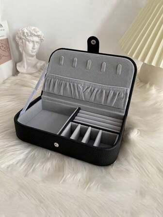 1 件便携式皮革首饰盒，适用于手镯、项链、耳环、戒指收纳，夏季必备女士收纳整理器礼物旅行返校