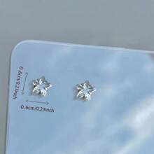 1 Pair Fashionable S925 Silver Minimalist Star Stud Earrings, Delicate Design Suitable For Women, Daily Wear, Date, Party