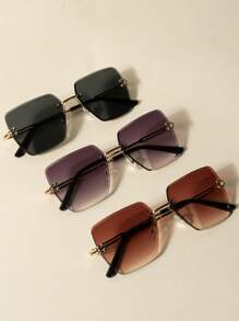 1pc/3pcs Square Frameless Photoshoot Beveled Edged Fashion Glasses