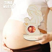 Tinabless 孕期妈妈孕肚照片超声波扫描，孕妇相框，木制礼品，相框，超声波扫描图片，孕期宝宝，展示纪念品，适合准妈妈的婴儿洗礼家庭装饰礼品，婴儿洗礼复活节礼品，适合男孩/女孩的物品