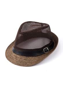 1pc Solid Color Bohemian Style Teardrop Straw Hat, Unisex Jazz Cap, Versatile For Commute & All Seasons