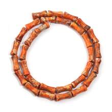Approx. 32pcs Natural Bamboo Node-Shaped Imperial Jasper Beads, Multi-Styles, Retro Oil Painting Dark Color, DIY Craft Loose Spacer Beads, Suitable For Bracelet, Necklace, Jewelry, Pendant, Decoration Accessories