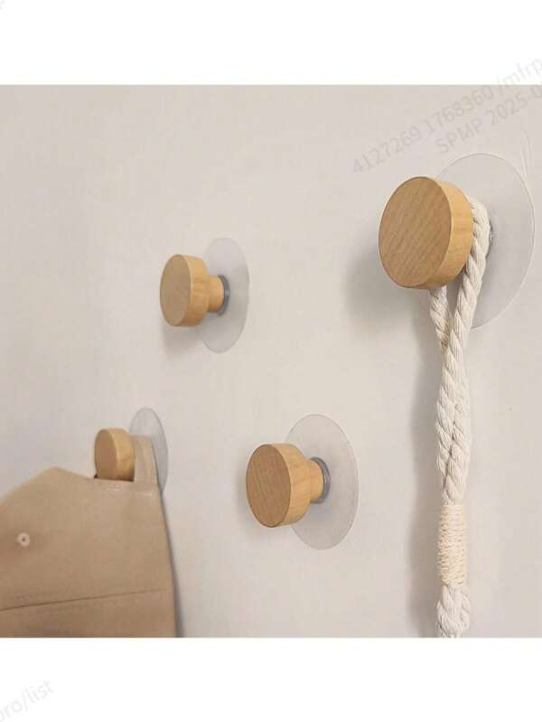 1/2/4 Stück leicht zu installierende Holz-Klebehaken, geometrisch geformte dekorative wandmontierte Haken zum Aufhängen von Kleidung, Mänteln, Hüten, Schals, Handtüchern im Schlafzimmer, kreative selbstklebende Schranktürknöpfe