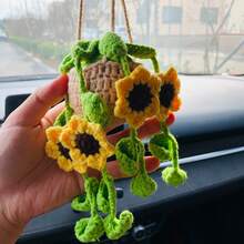 onEternal Handmade Sunflower & Ivy Hanging Decor, Car Interior Accessory, Mirror Ornament, Gift, Home Decor, Christmas & Halloween Gift