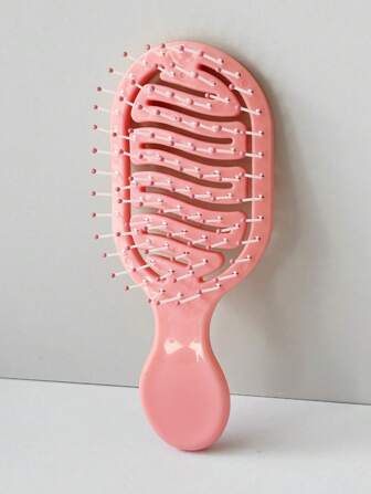1pc Mini Pink Hollow Design Comb, Portable 2-In-1 Wet&Dry Brush, Essential Summer Travel Item For Women, Back To School, Travel Holiday Essentials, Hair Accessories For Women, Brushes, Edge Brush Hair Comb Hair, Detangling Brush, Ball Brush, Mini Hair Brush Set, Wooden Comb, Hair Brush Set, Brush, Hair Brush, Barber, Hairdressing Equipment, Small Comb, Mini Hairbrush, Hairstyle, Hairdressing, Hair Brush, Brush Hair Brush Set, Comb Hair, Comb For Curls, Detangling Brush, Hair Brush For Women, Barber Accessories, Barbershop, Hairdressing Equipment