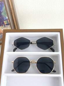 2 piezas Gafas de moda de metal multipolígono para mujeres - Multicolor - Ver 15