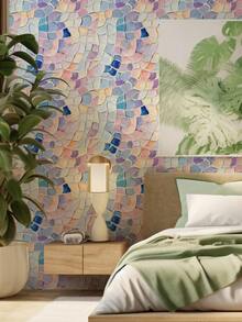 1 Roll Of 1m/3m/5m Vintage Colorful Stone Asymmetrical Pattern Self-Adhesive Vinyl Wallpaper, Watercolor Style, Removable, Waterproof, Non-Transparent, Suitable For Home Decor/Renovation, Bedroom, Kitchen, Living Room, Cabinet, Bathroom, Table And Chair, Peel And Stick Wallpaper Wall Paper Wall Stickers Room Decor Wall Decor Living Room Decor - Multicolor - View 6