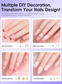 peacecolor 11 piezas Juego de puntas de uñas - 240 piezas Puntas de uñas postizas de cobertura completa - Puntas de uñas mates y transparentes, Puntas de extensión de uñas falsas cuadradas y almendradas cortas, Esmalte de gel translúcido de color rosa nude de 10 ml, Mini lámpara UV/LED, Top Coat de 10 ml, Pegamento para uñas, Herramientas y suministros para uñas para diseño de salón DIY, regalo de Navidad para mujeres
